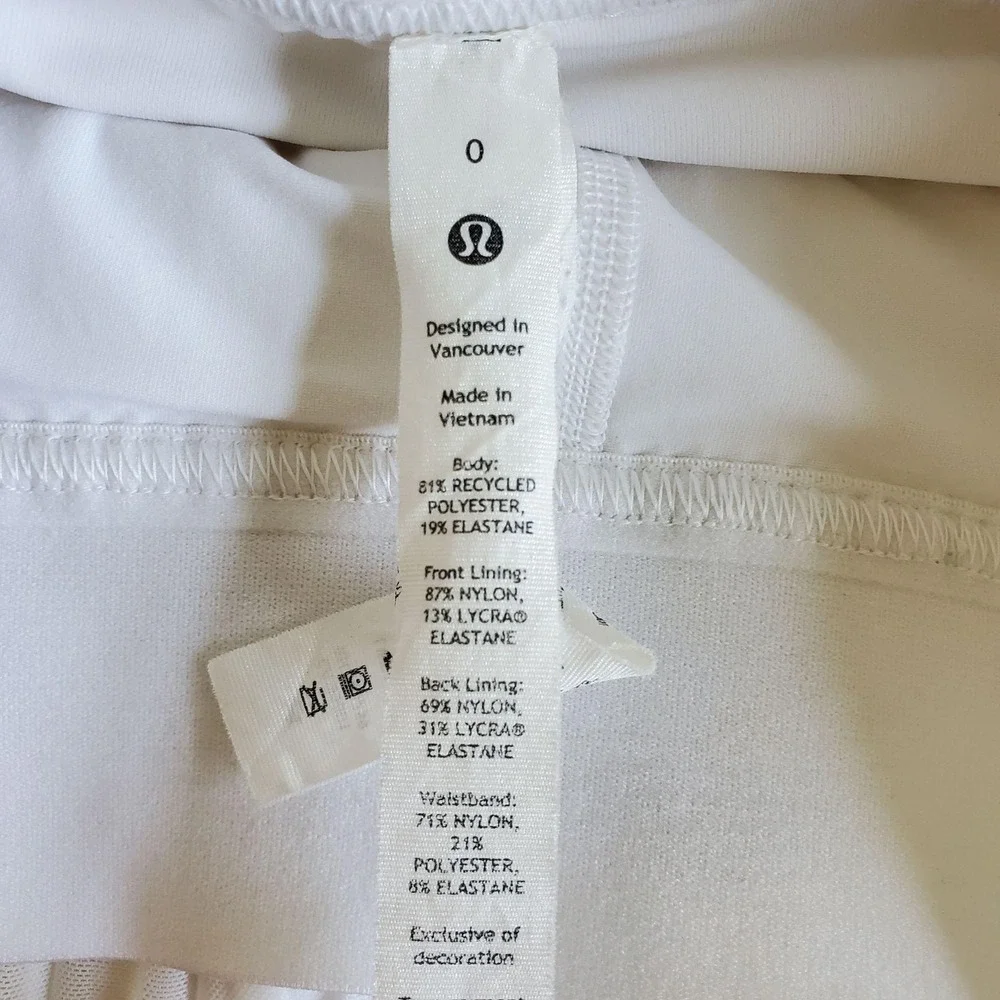 Lululemon Pleat To Street Skirt III Womens 0 White Mid Rise Skort W8AANS